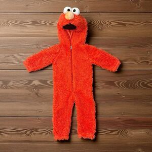 Elmo Plush Halloween Costume 12-18 Months Zip Up Hood Red Sesame Street